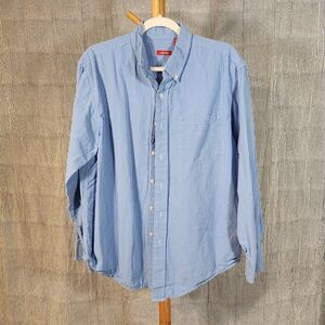 Izod $45 Large Blue‎ White Gingham Plaid Cotton Blend Button Down Shirt